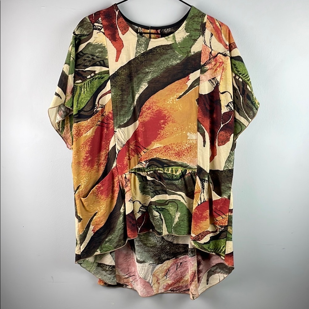 3 Potato Multicolor Abstract Print Women's Top Size M/L